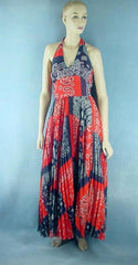 Halter Dress with Full Circle Skirt Bandana Print